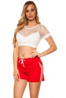 Trendy shorts met strepen jaren 90 retro look rood
